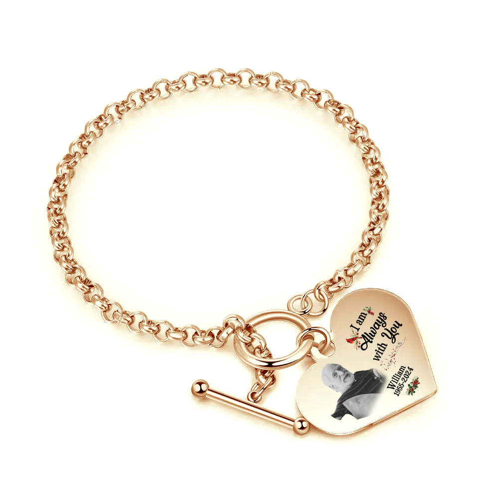 Personalized Cardinal Heart Bracelet - I'm Always With You - Memorial Gift - Image 6