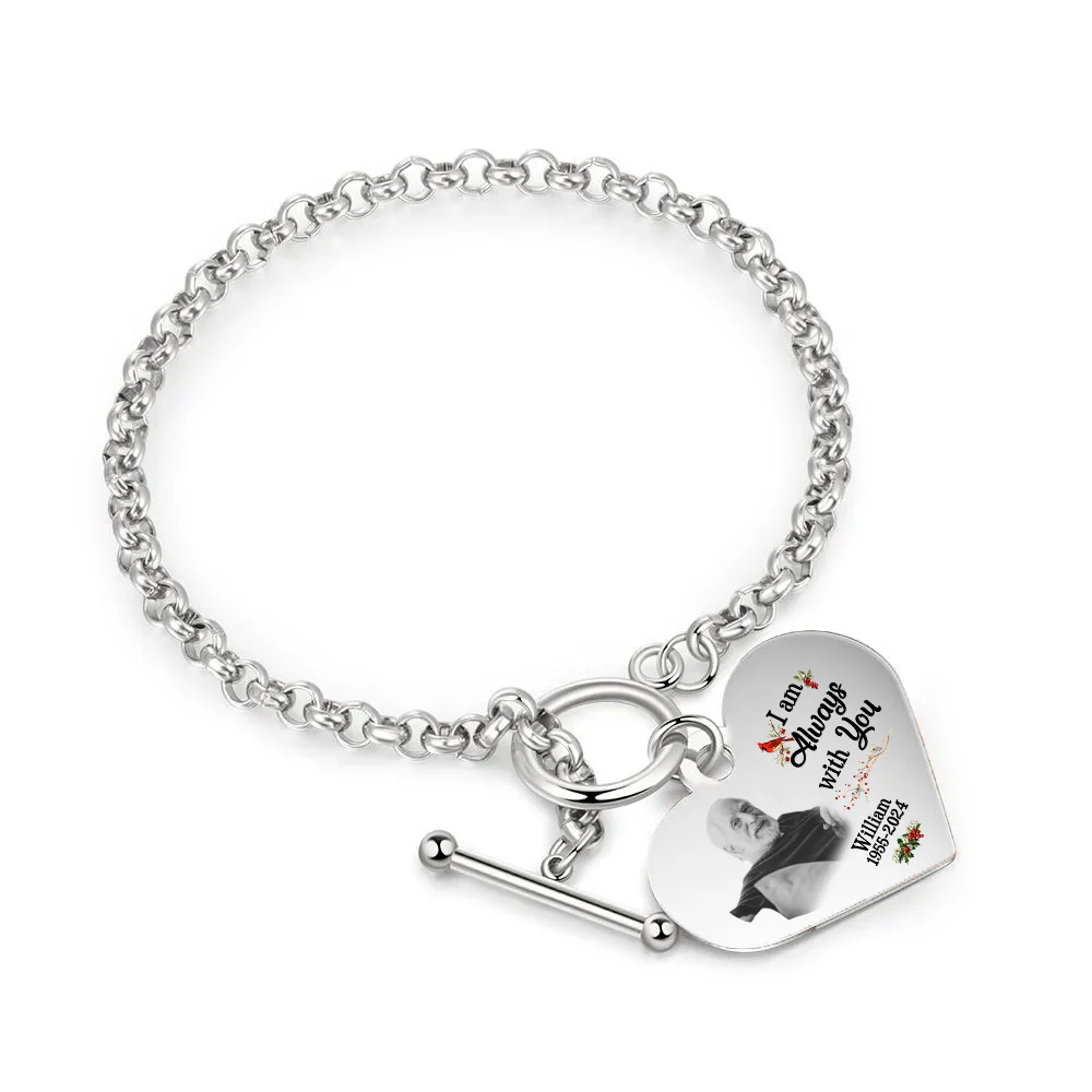 Personalized Cardinal Heart Bracelet - I'm Always With You - Memorial Gift - Image 8
