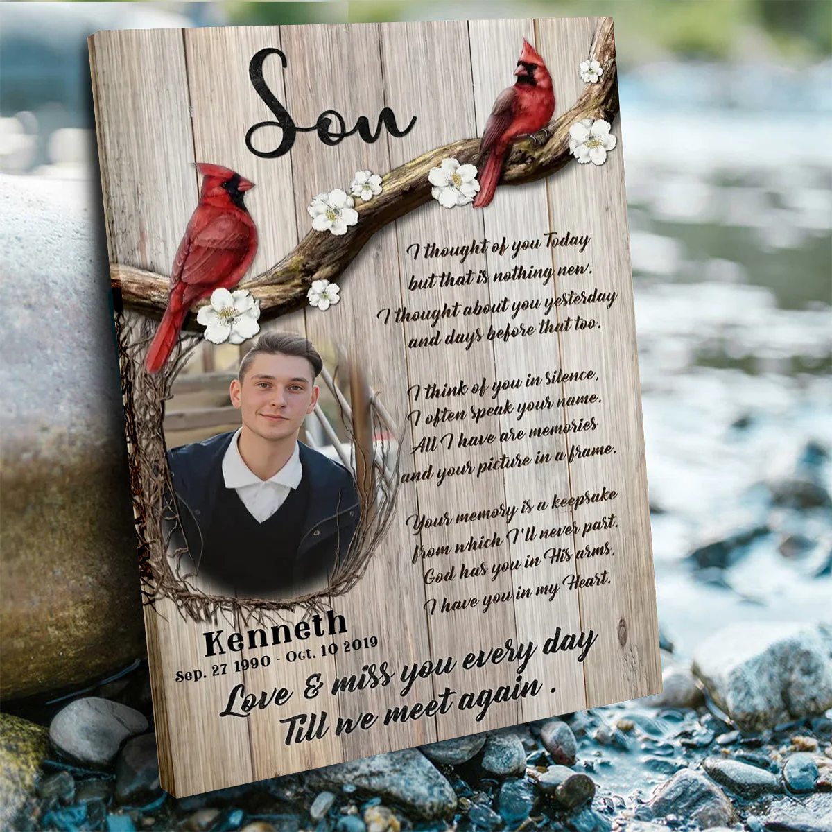 Personalized Cardinal Memorial Photo Canvas Poster,Love And Miss You Every Day - Image 5
