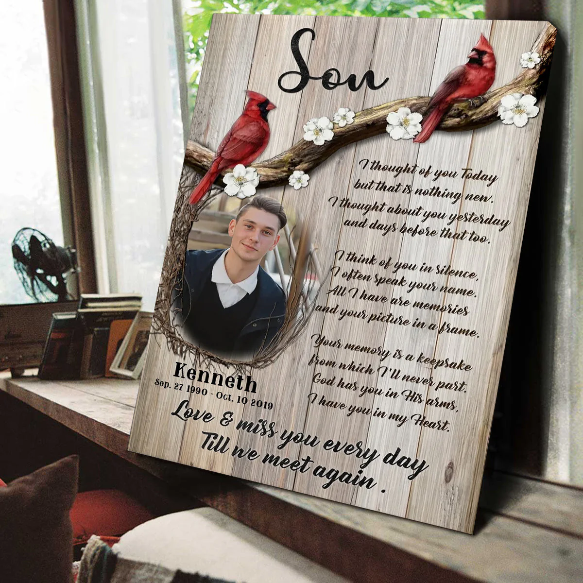 Personalized Cardinal Memorial Photo Canvas Poster,Love And Miss You Every Day - Image 6