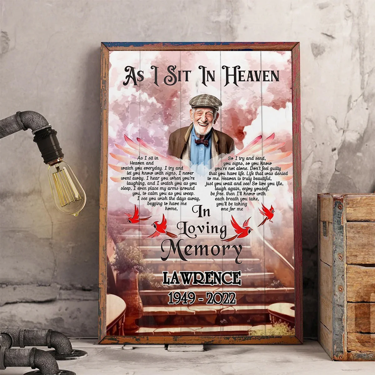Personalized Cardinal Wings, As I Sit In Heaven Canvas Poster, Custom Photo Memorial Gifts - Image 2