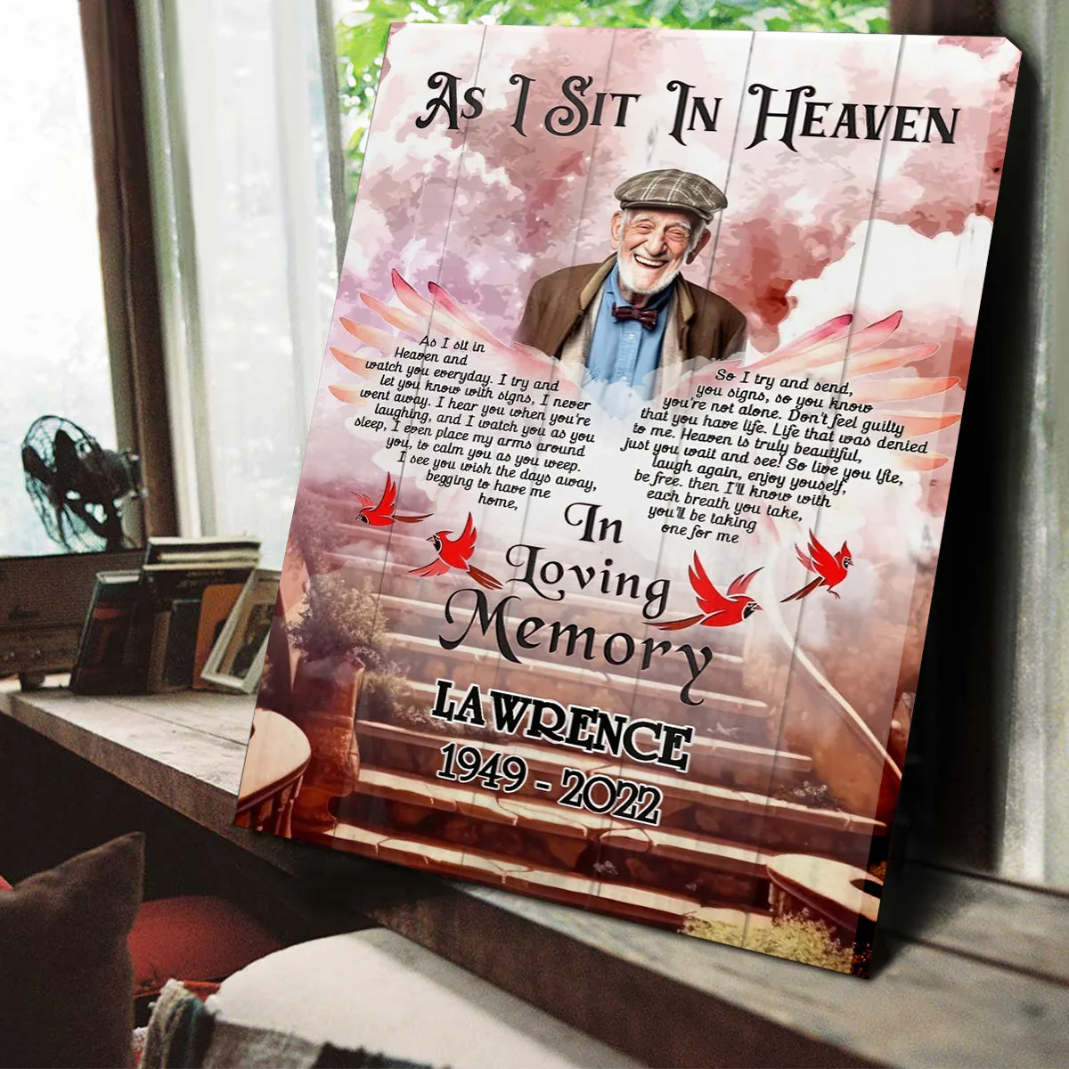 Personalized Cardinal Wings, As I Sit In Heaven Canvas Poster, Custom Photo Memorial Gifts - Image 3