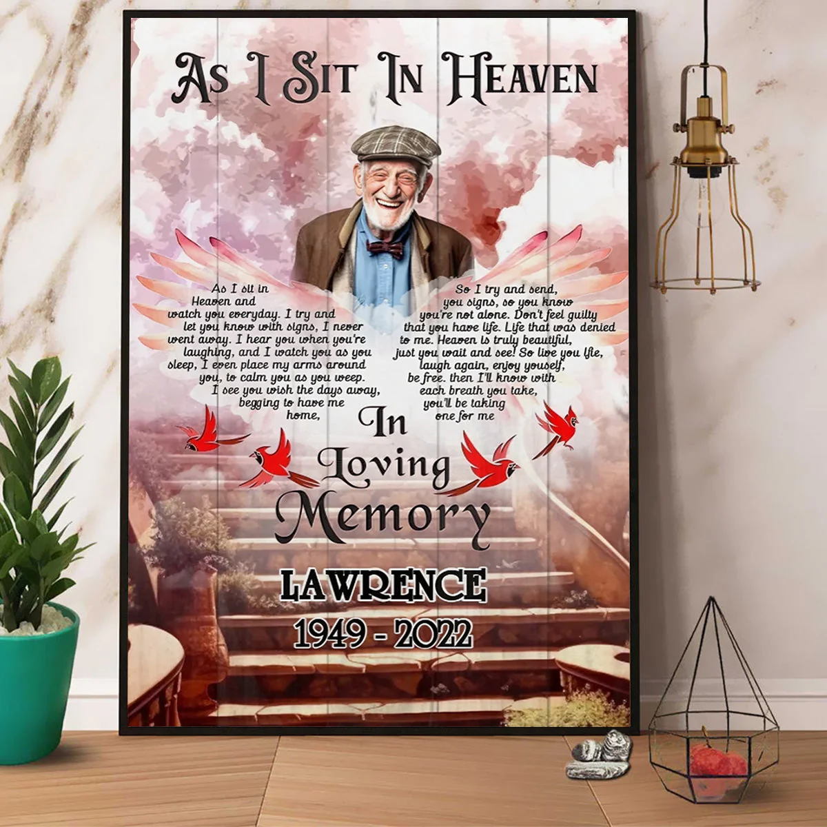 Personalized Cardinal Wings, As I Sit In Heaven Canvas Poster, Custom Photo Memorial Gifts - Image 4