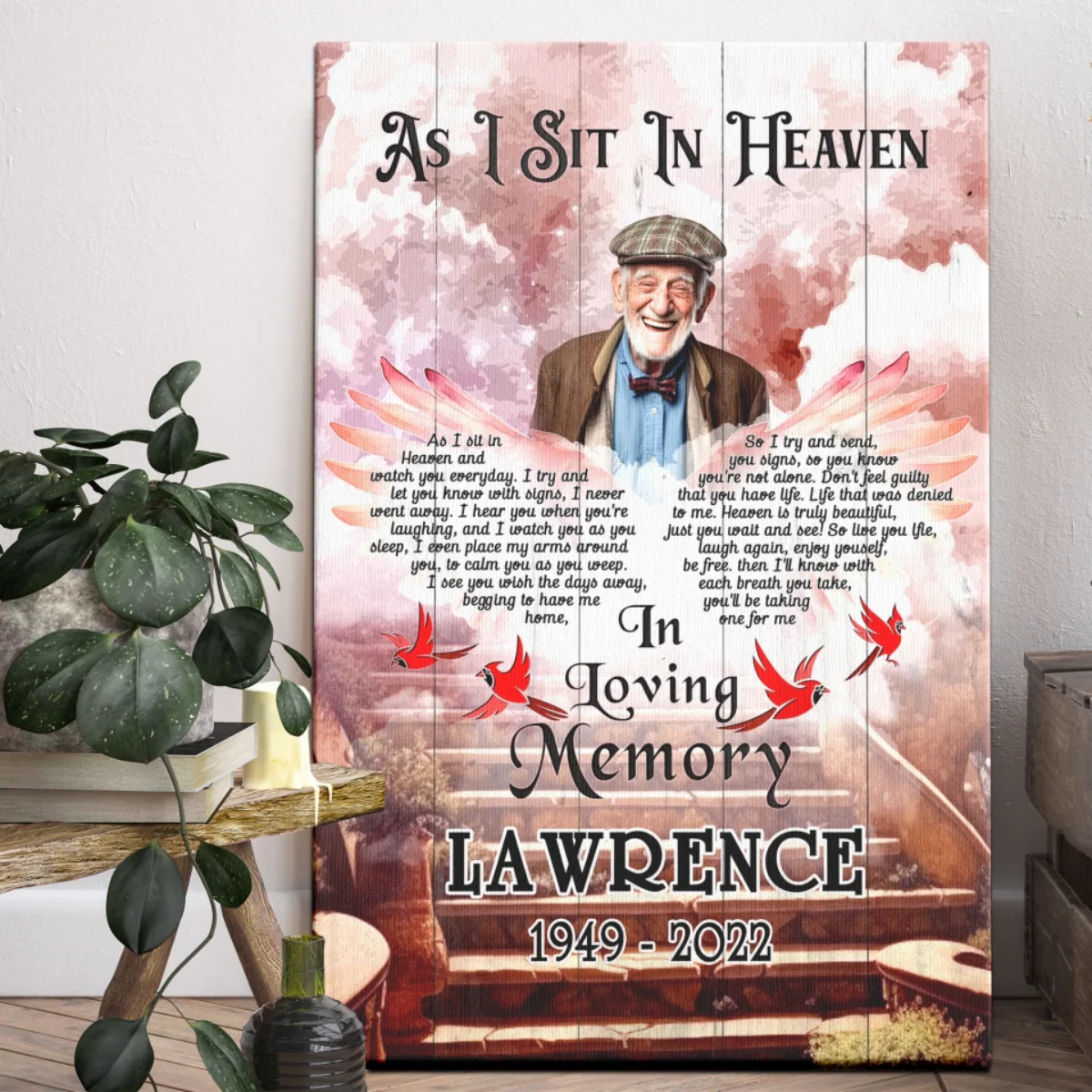 Personalized Cardinal Wings, As I Sit In Heaven Canvas Poster, Custom Photo Memorial Gifts - Image 5