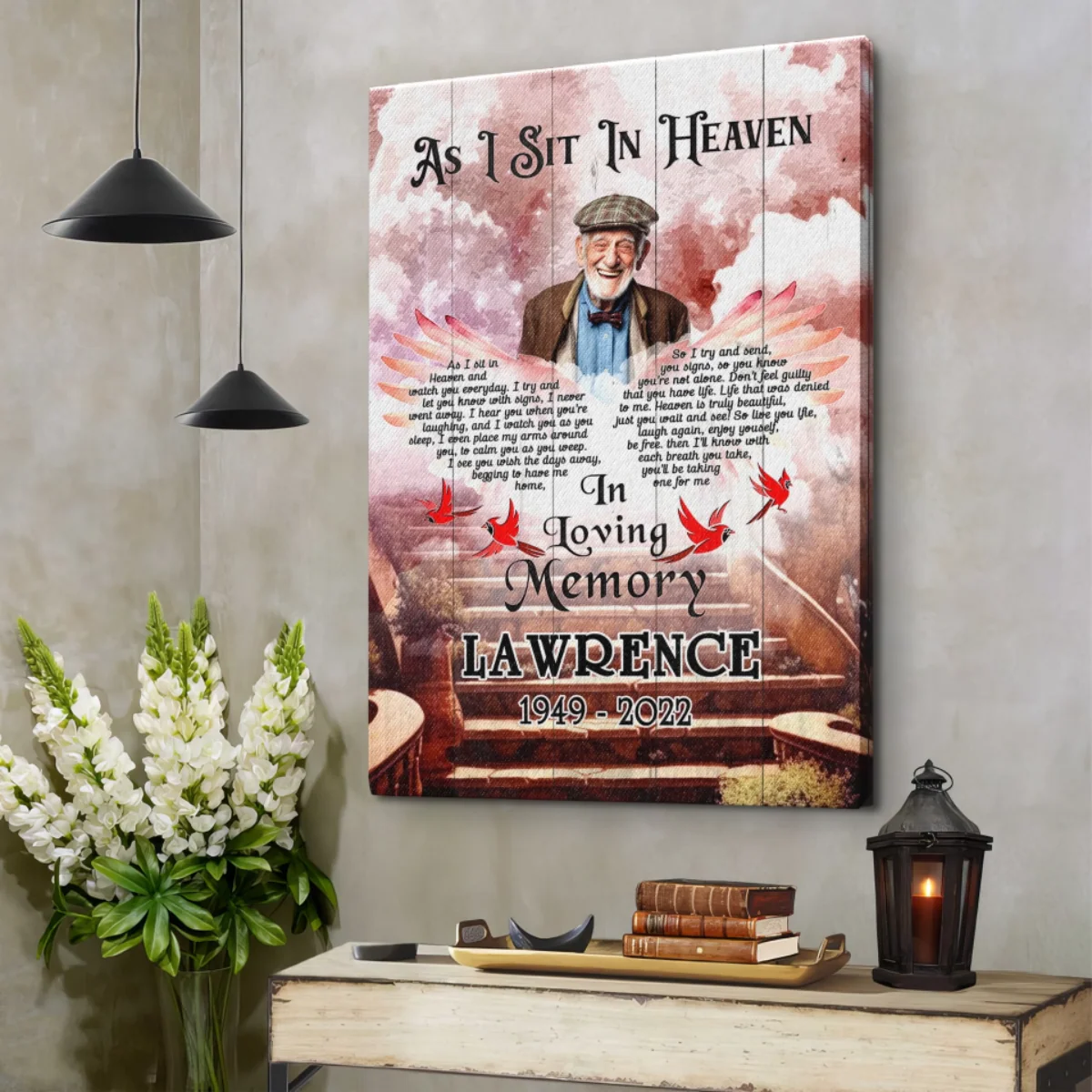 Personalized Cardinal Wings, As I Sit In Heaven Canvas Poster, Custom Photo Memorial Gifts - Image 6