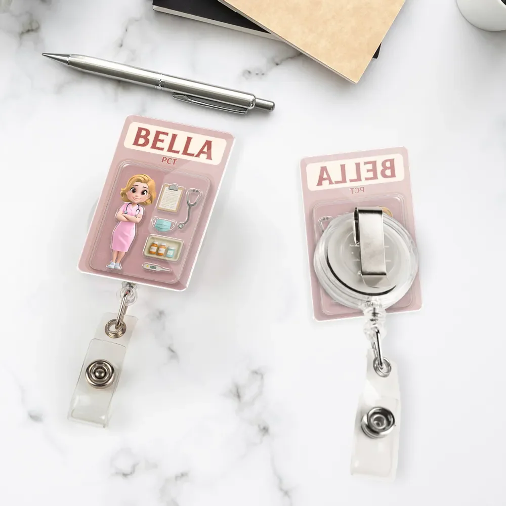 Personalized Cartoon Character Acrylic Badge Reel Gift For Nurses and Healthcare Workers - Image 3