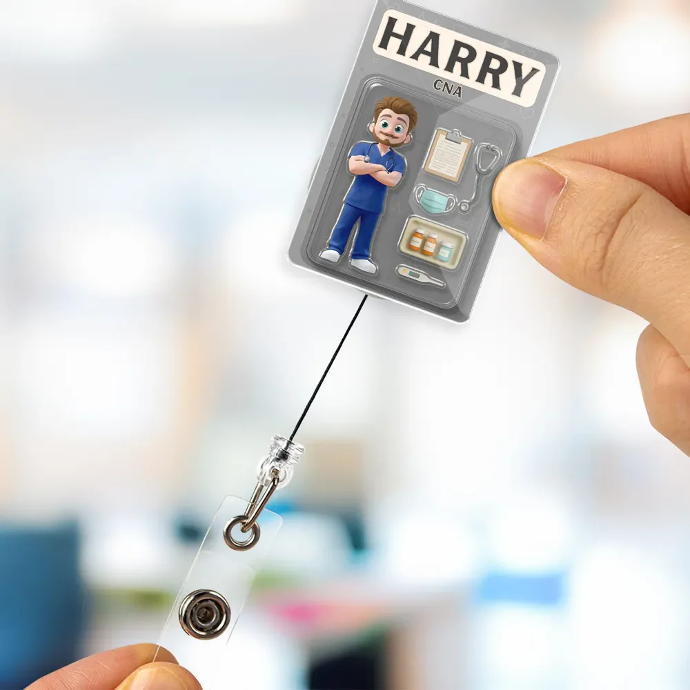 Personalized Cartoon Character Acrylic Badge Reel Gift For Nurses and Healthcare Workers - Image 4