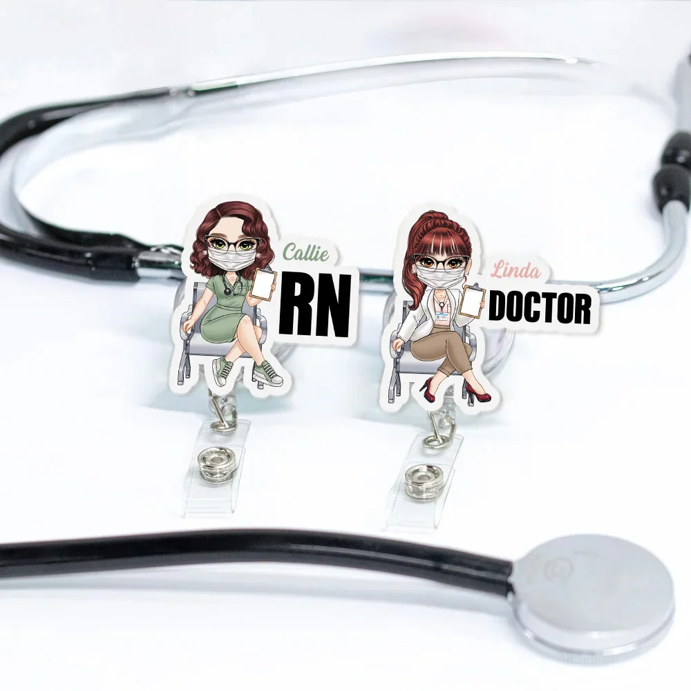 Personalized Cartoon Medical Character Acrylic Badge Reel Title Appreciation Nurse Week Gift for Doctor Nurse Medical Staff - Image 5