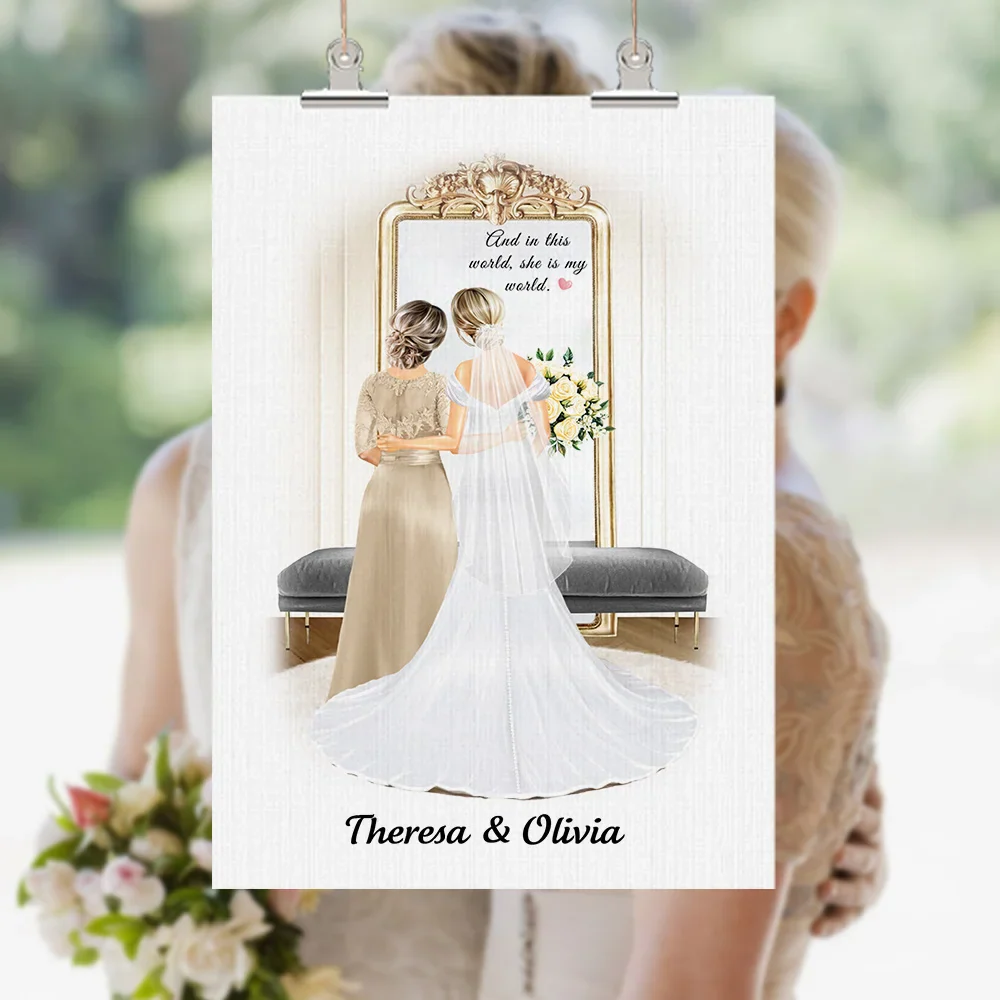 Personalized Cartoon Mom Bride Poster Painting Home Decor Wedding Gift for Bride Mother - Image 6