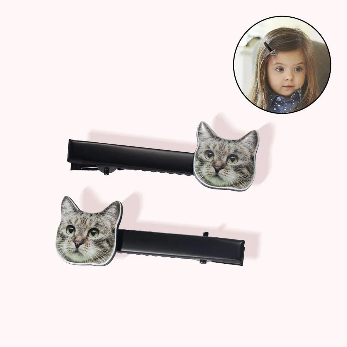 Personalized Cat Dog Pet Portrait Photo Acrylic Hair Clips - Image 3