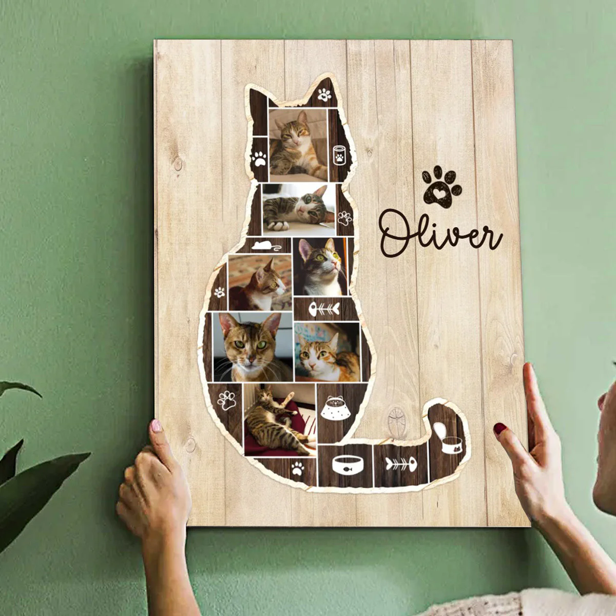 Personalized Cat Photo Collage Canvas, Cat Memorial Gifts, Cat Lover Christmas Gift - Image 2