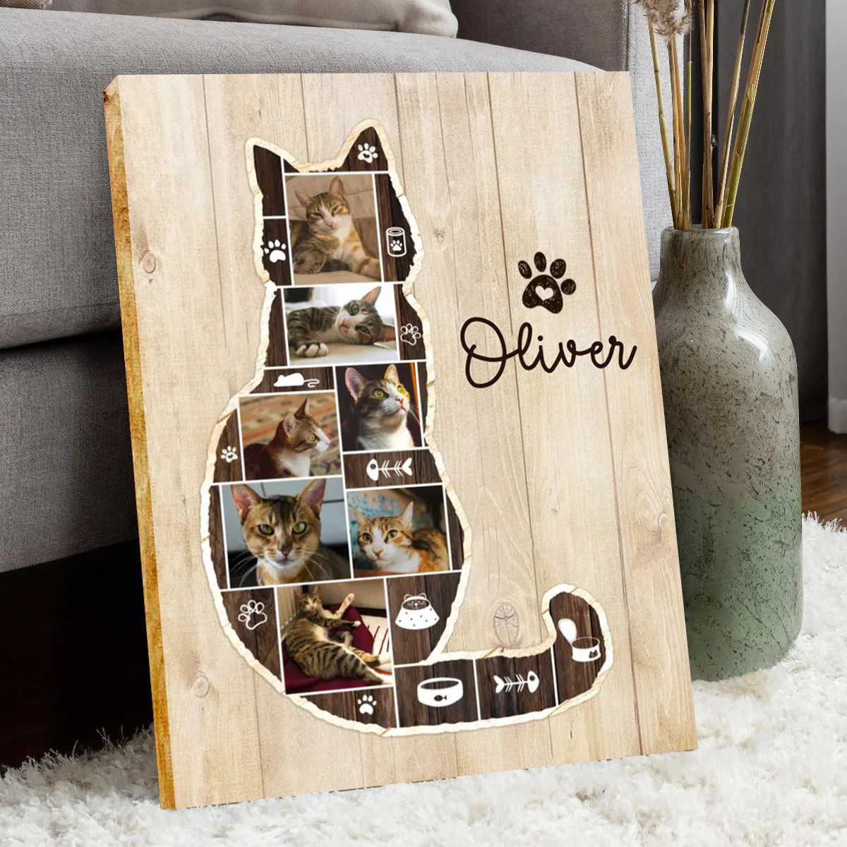Personalized Cat Photo Collage Canvas, Cat Memorial Gifts, Cat Lover Christmas Gift - Image 5