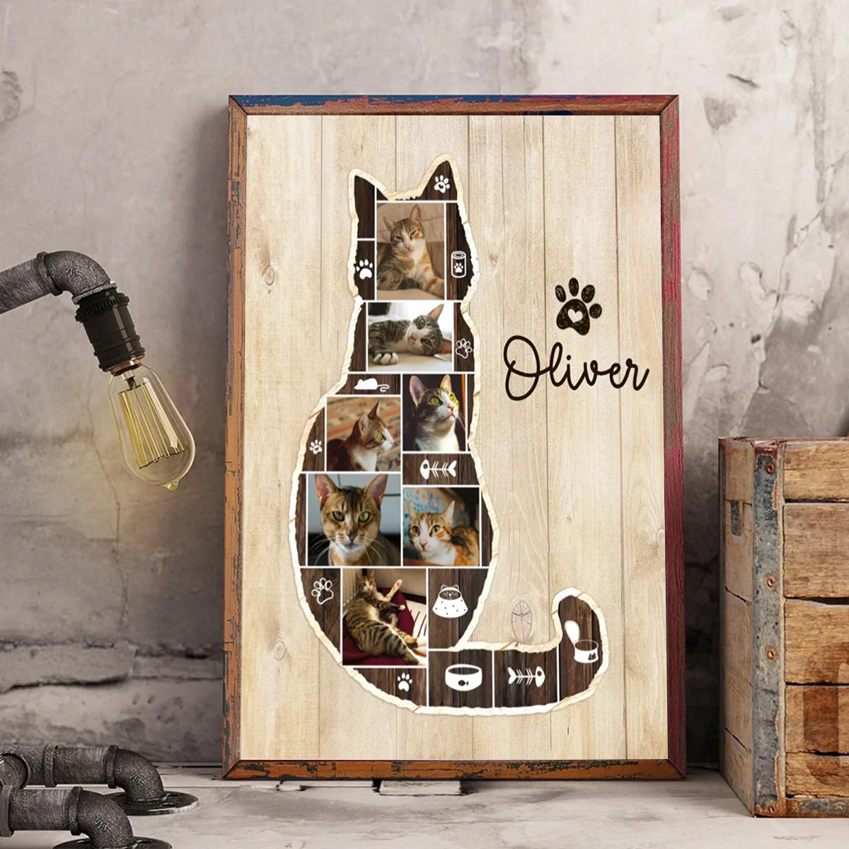 Personalized Cat Photo Collage Canvas, Cat Memorial Gifts, Cat Lover Christmas Gift - Image 6