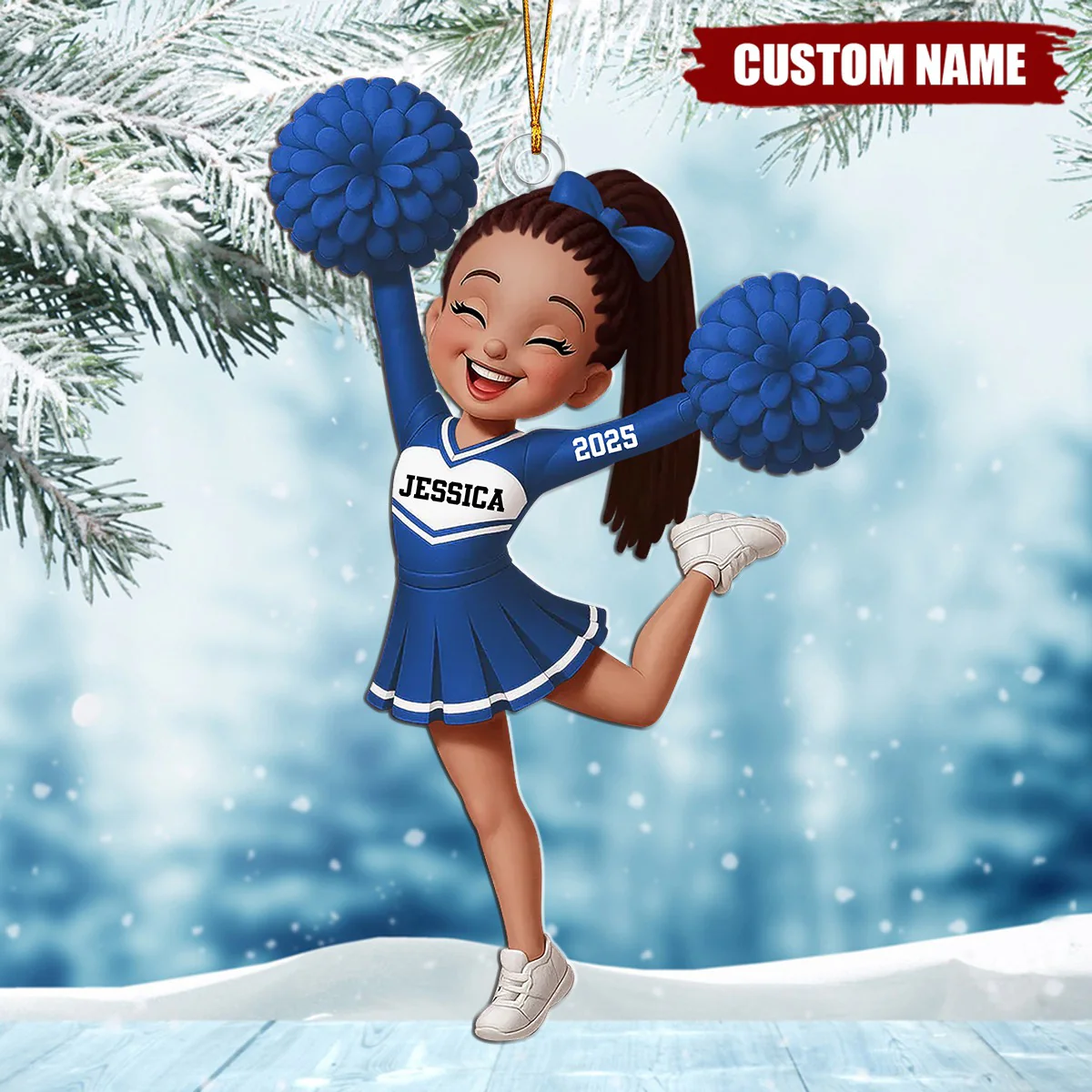 Personalized Cheerleader Girl Acrylic Ornament, Christmas Gift for Daughter, for Granddaughter - Image 3