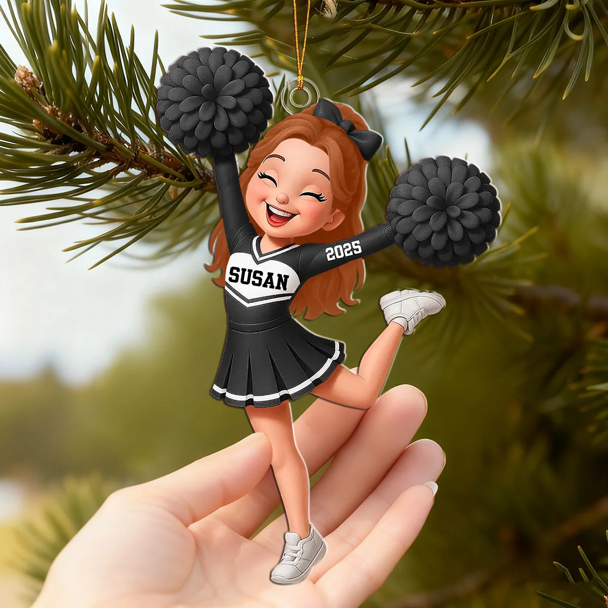 Personalized Cheerleader Girl Acrylic Ornament, Christmas Gift for Daughter, for Granddaughter - Image 4