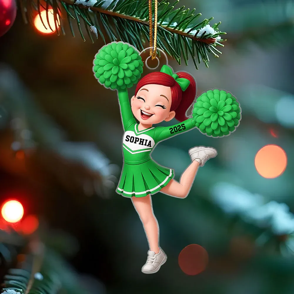 Personalized Cheerleader Girl Acrylic Ornament, Christmas Gift for Daughter, for Granddaughter - Image 5