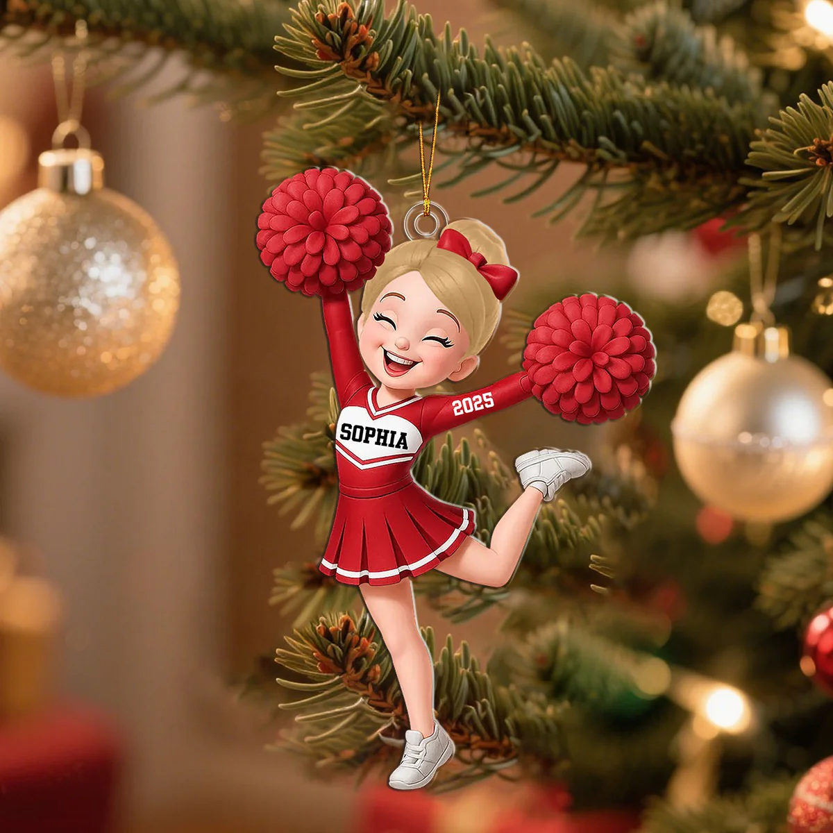 Personalized Cheerleader Girl Acrylic Ornament, Christmas Gift for Daughter, for Granddaughter - Image 6
