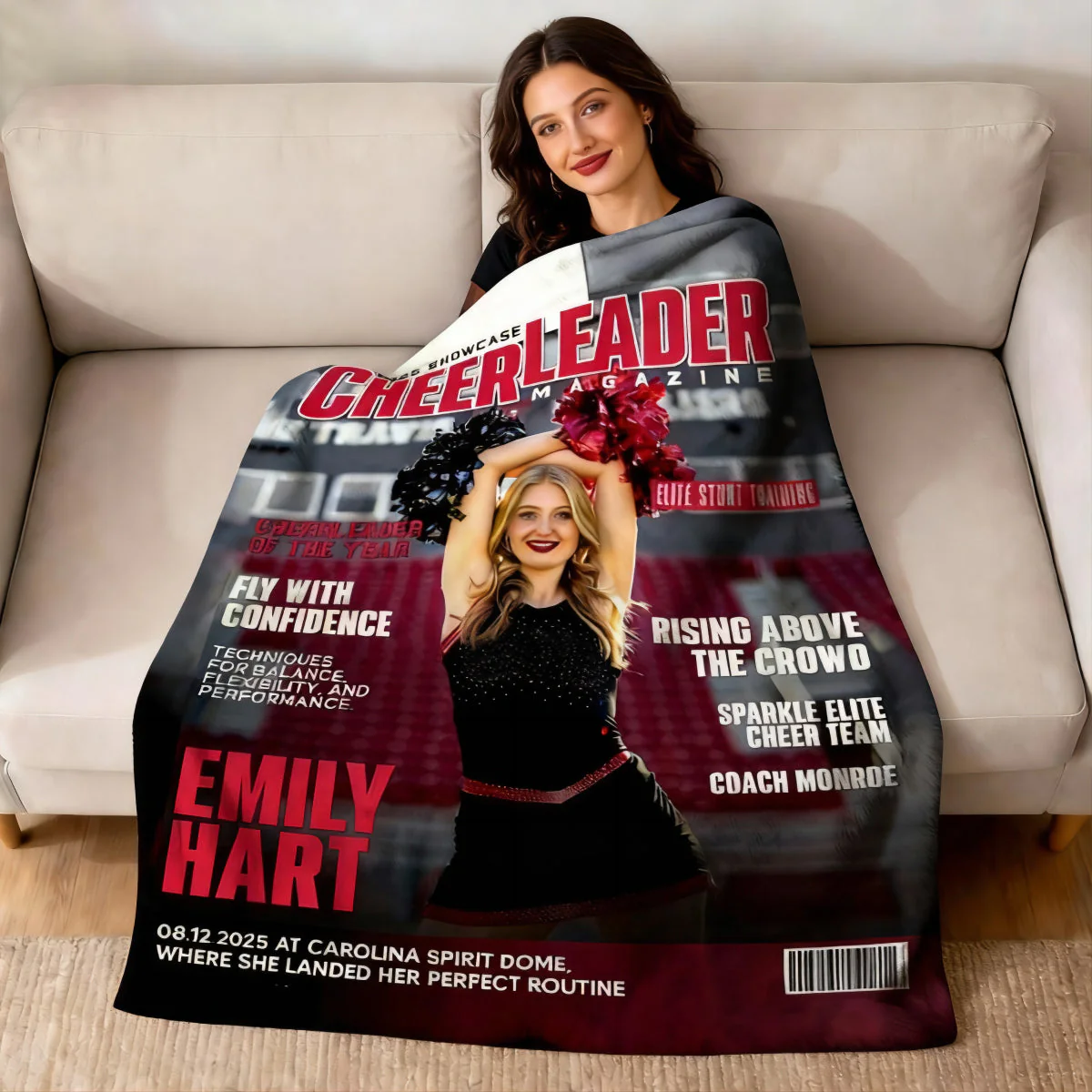 Personalized Cheerleader Magazine Cover Blanket, Custom Cheer Magazine Cover, Cheerleader Gift - Image 2
