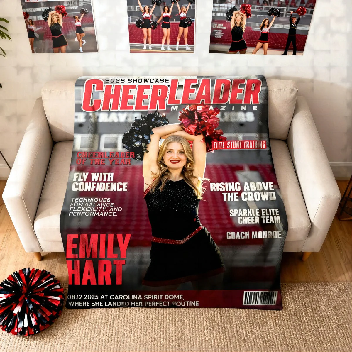 Personalized Cheerleader Magazine Cover Blanket, Custom Cheer Magazine Cover, Cheerleader Gift - Image 3