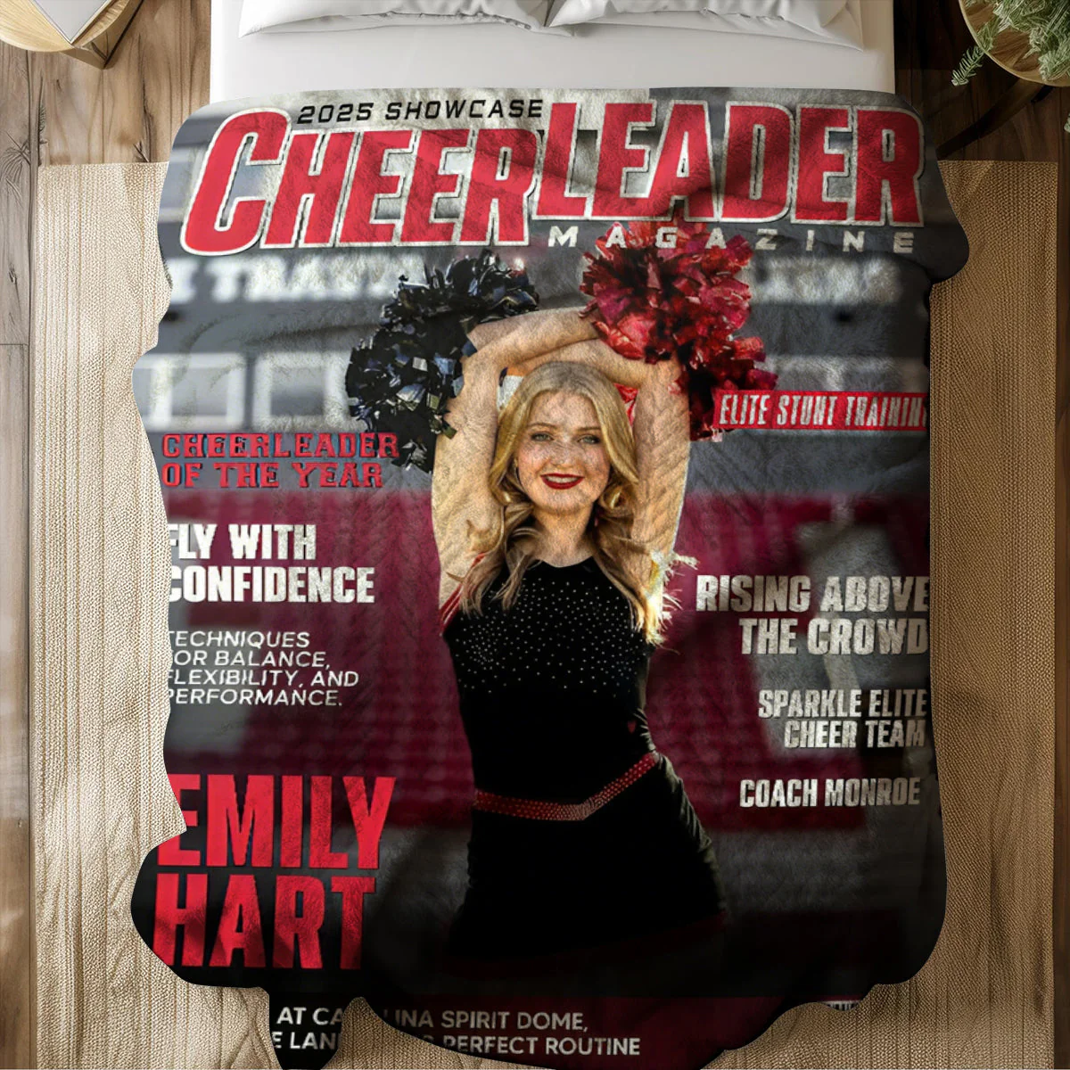 Personalized Cheerleader Magazine Cover Blanket, Custom Cheer Magazine Cover, Cheerleader Gift - Image 4
