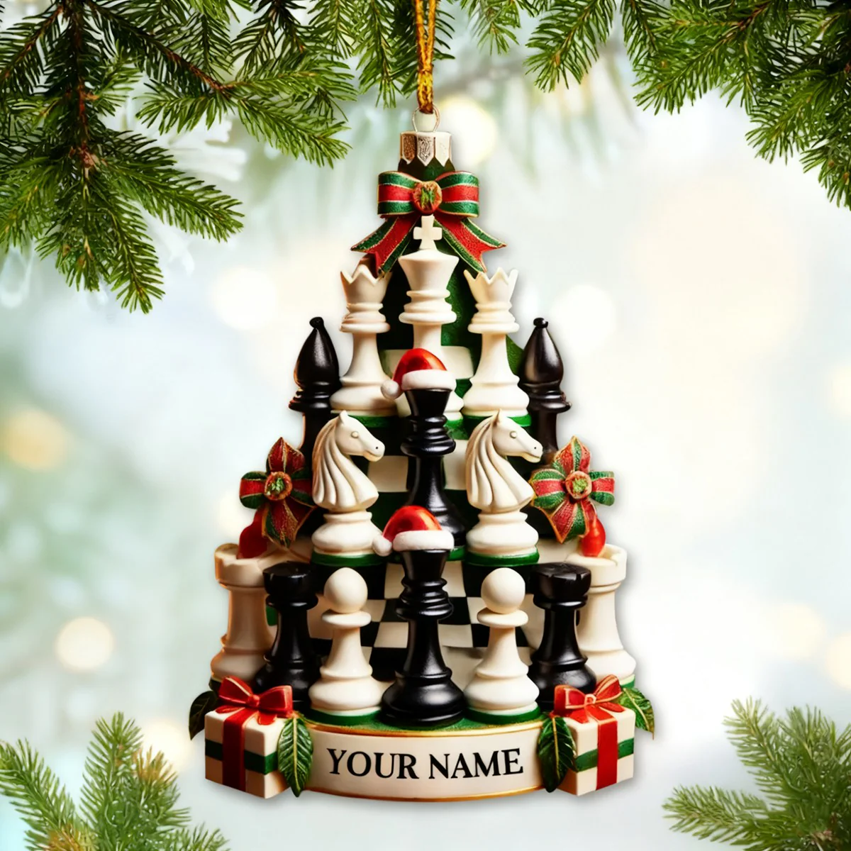 Personalized Chess Tree Christmas Ornament Christmas Gift Decoration - Image 2