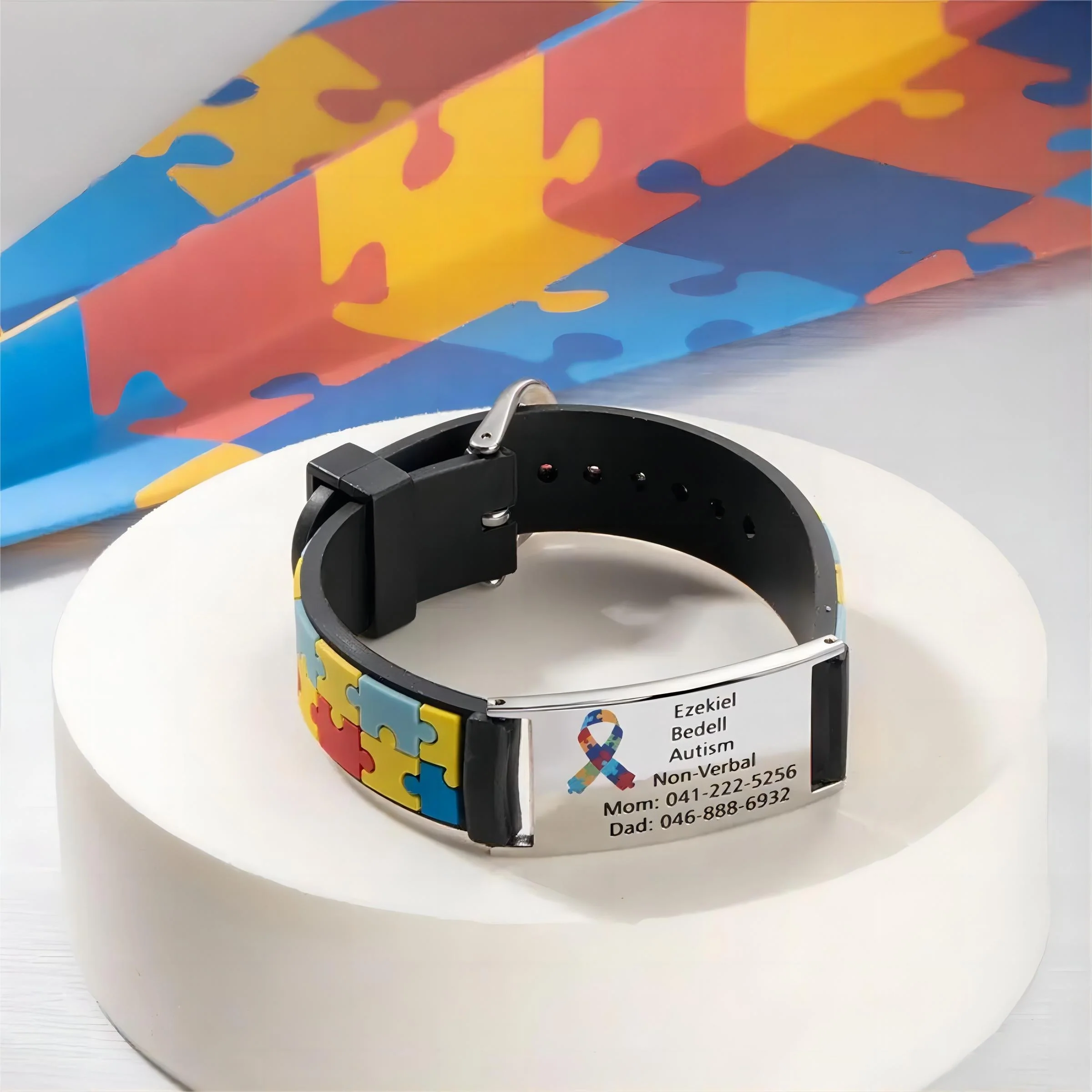 Personalized Children's Autism Awareness Medical Alert Engraved Bracelet - Image 5
