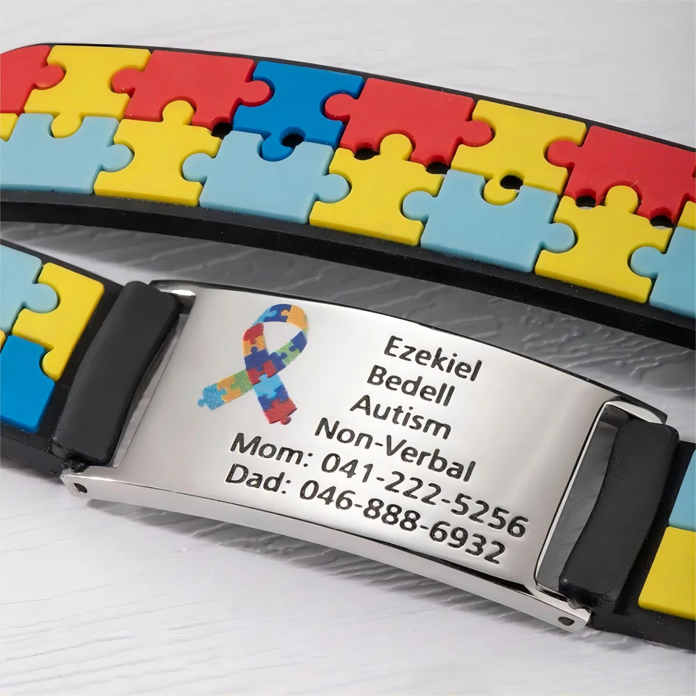 Personalized Children's Autism Awareness Medical Alert Engraved Bracelet - Image 6