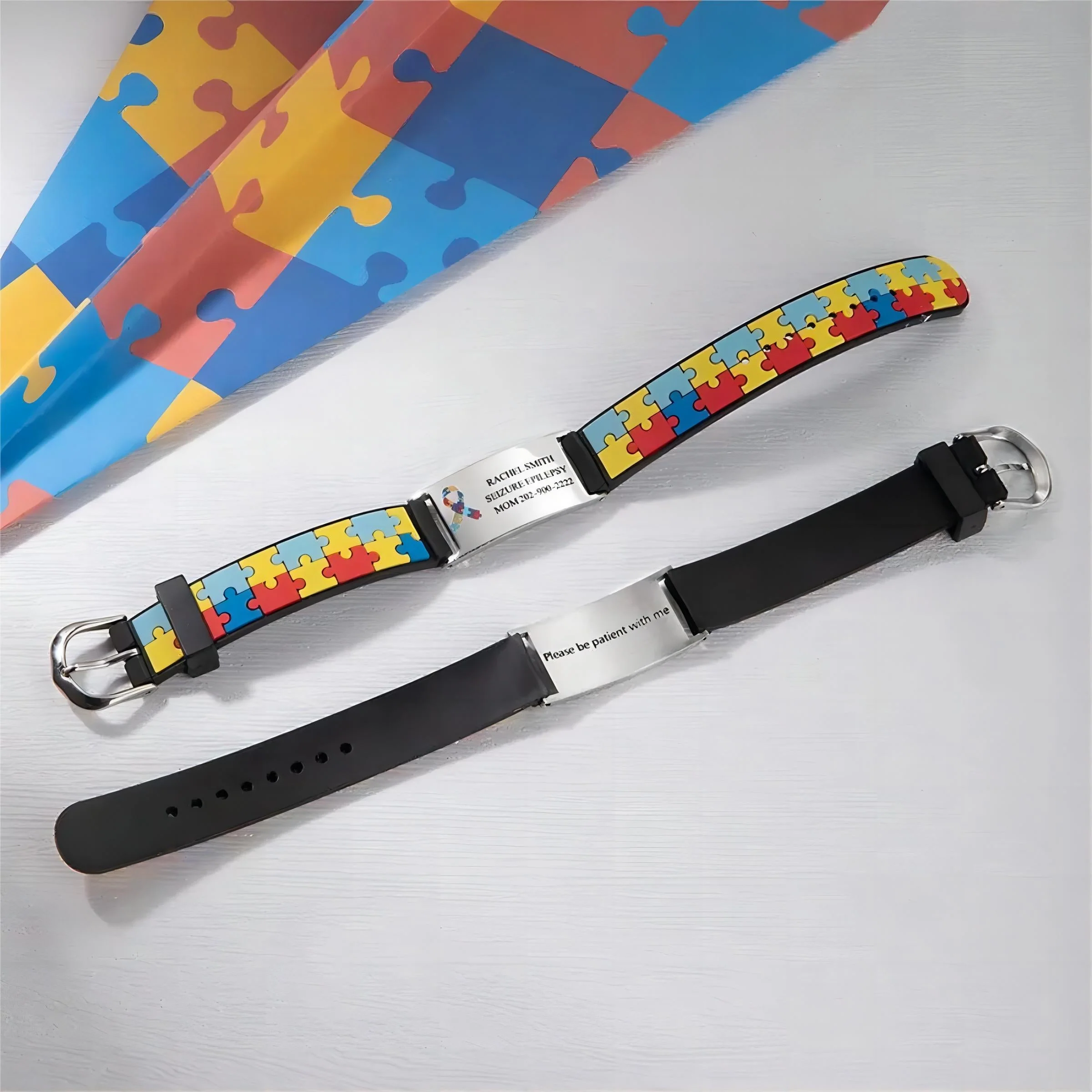 Personalized Children's Autism Awareness Medical Alert Engraved Bracelet - Image 7