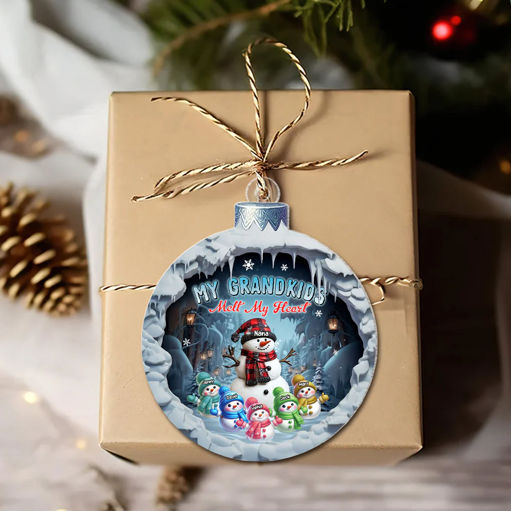 Personalized Christmas Acrylic Ornament Cute Snowmies My Grandkids Melt My Heart Grandma - Image 5