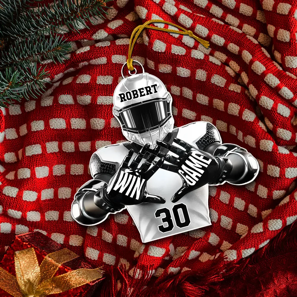 Personalized Christmas Acrylic Ornament Football Player Football For Life - Image 2