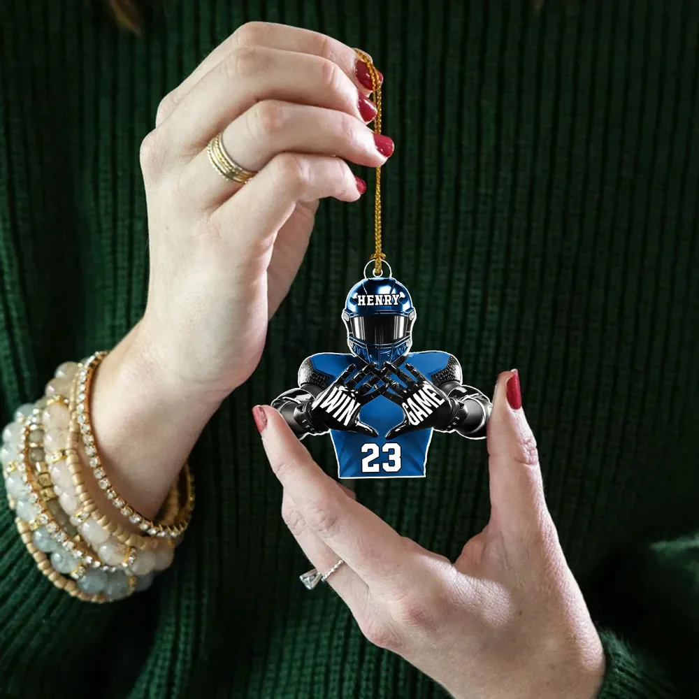 Personalized Christmas Acrylic Ornament Football Player Football For Life - Image 3