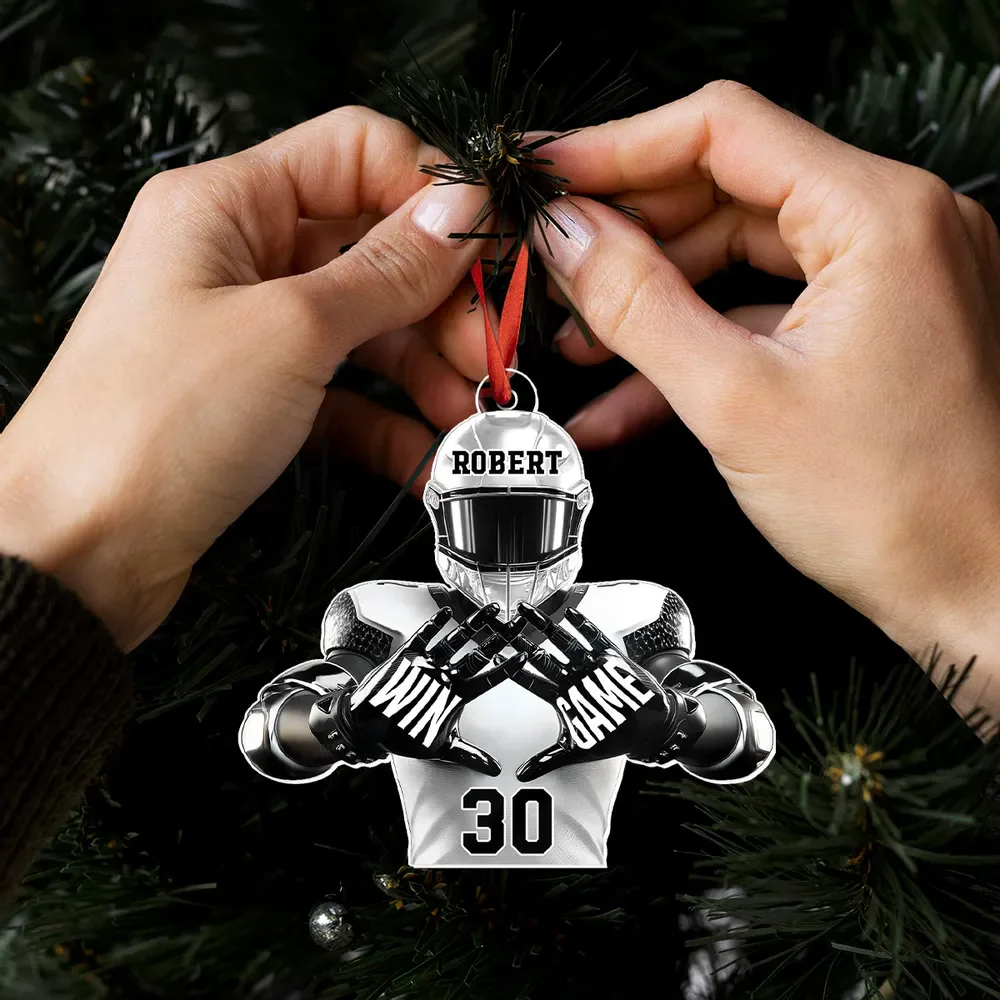 Personalized Christmas Acrylic Ornament Football Player Football For Life - Image 4