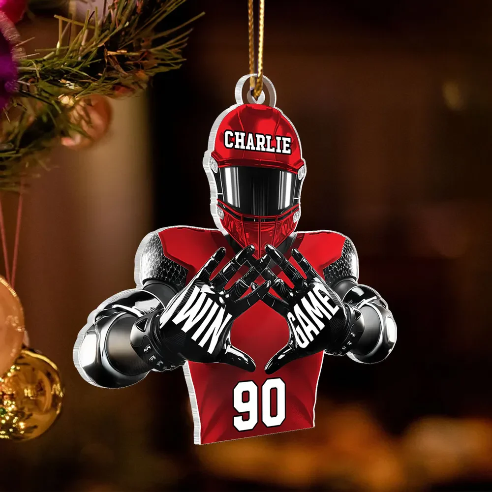 Personalized Christmas Acrylic Ornament Football Player Football For Life - Image 5