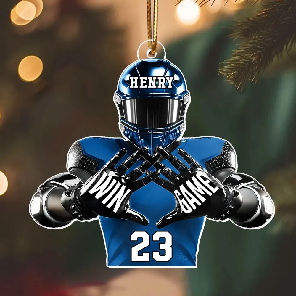 Personalized Christmas Acrylic Ornament Football Player Football For Life - Image 6