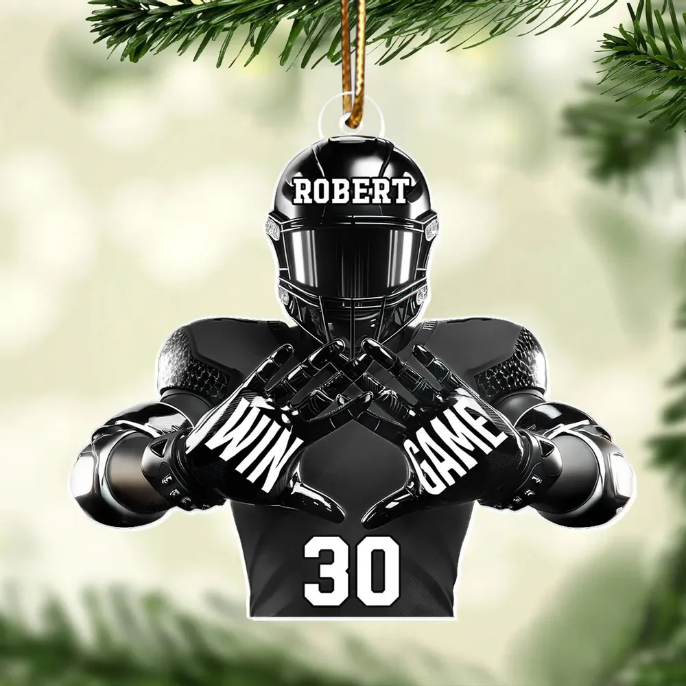 Personalized Christmas Acrylic Ornament Football Player Football For Life - Image 7