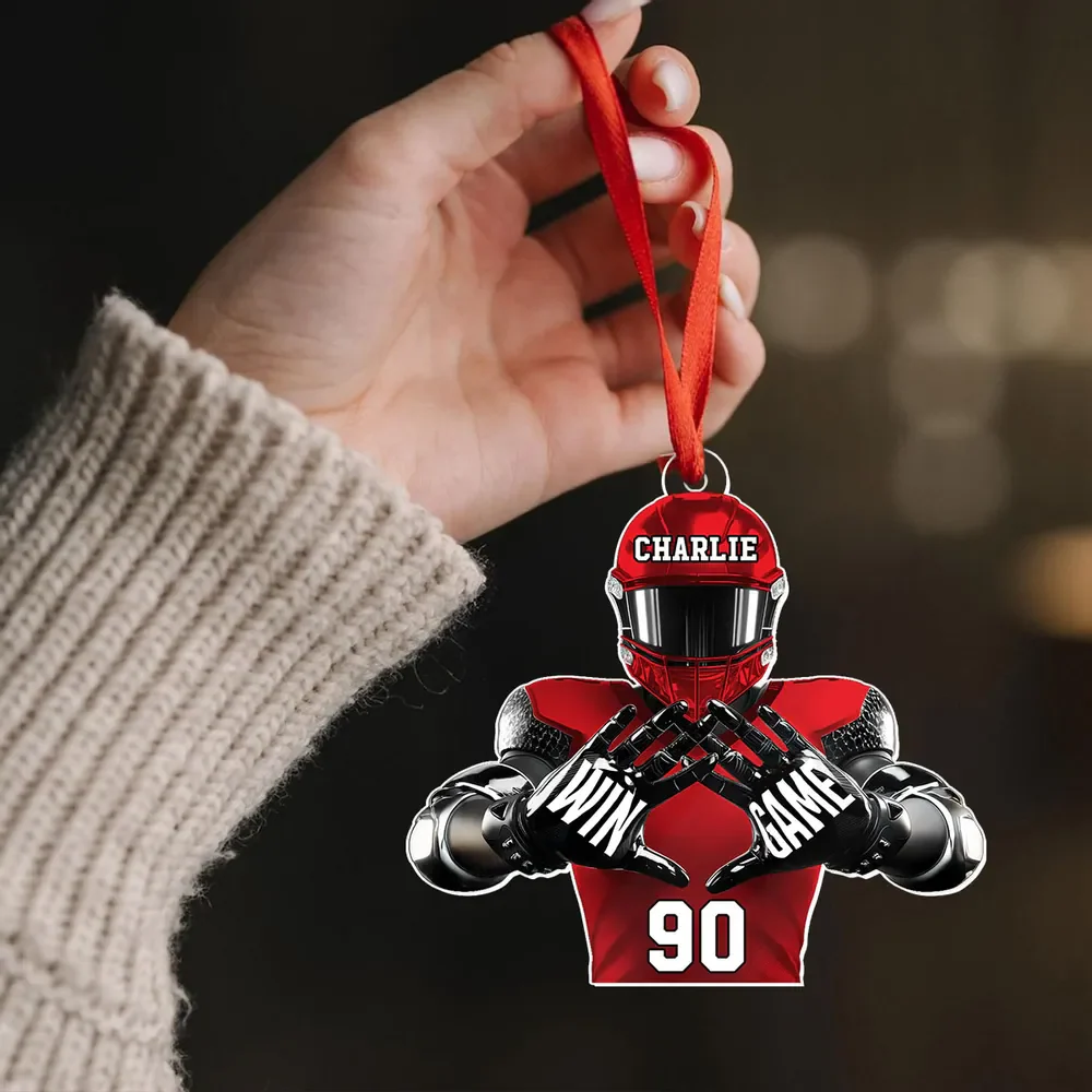 Personalized Christmas Acrylic Ornament Football Player Football For Life - Image 8