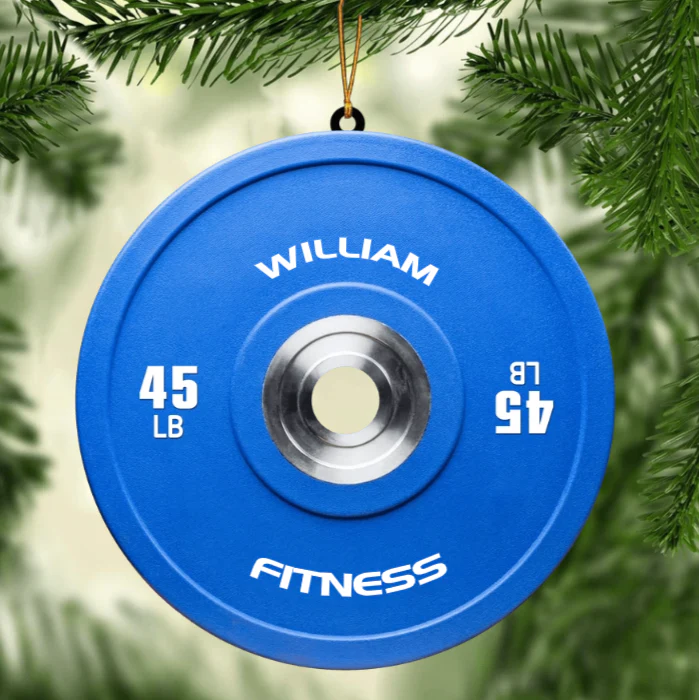 Personalized Christmas Acrylic Ornament Gift For Gymer - Bumper Plate - Image 2