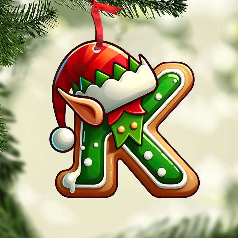 Personalized Christmas Alphabet Letter Acrylic Ornament - Image 3