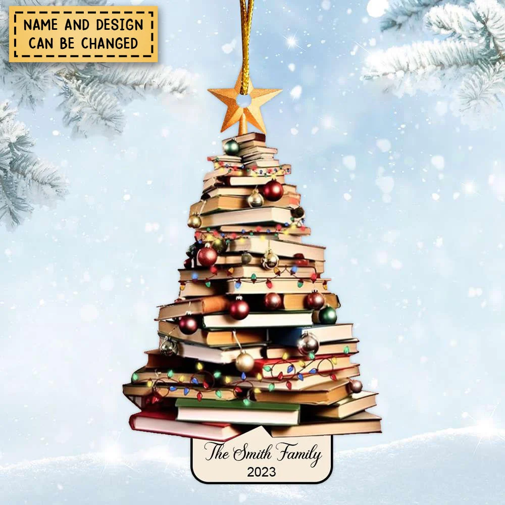 Personalized Christmas Book Tree Ornament, Book Lover Christmas Ornament - Image 2