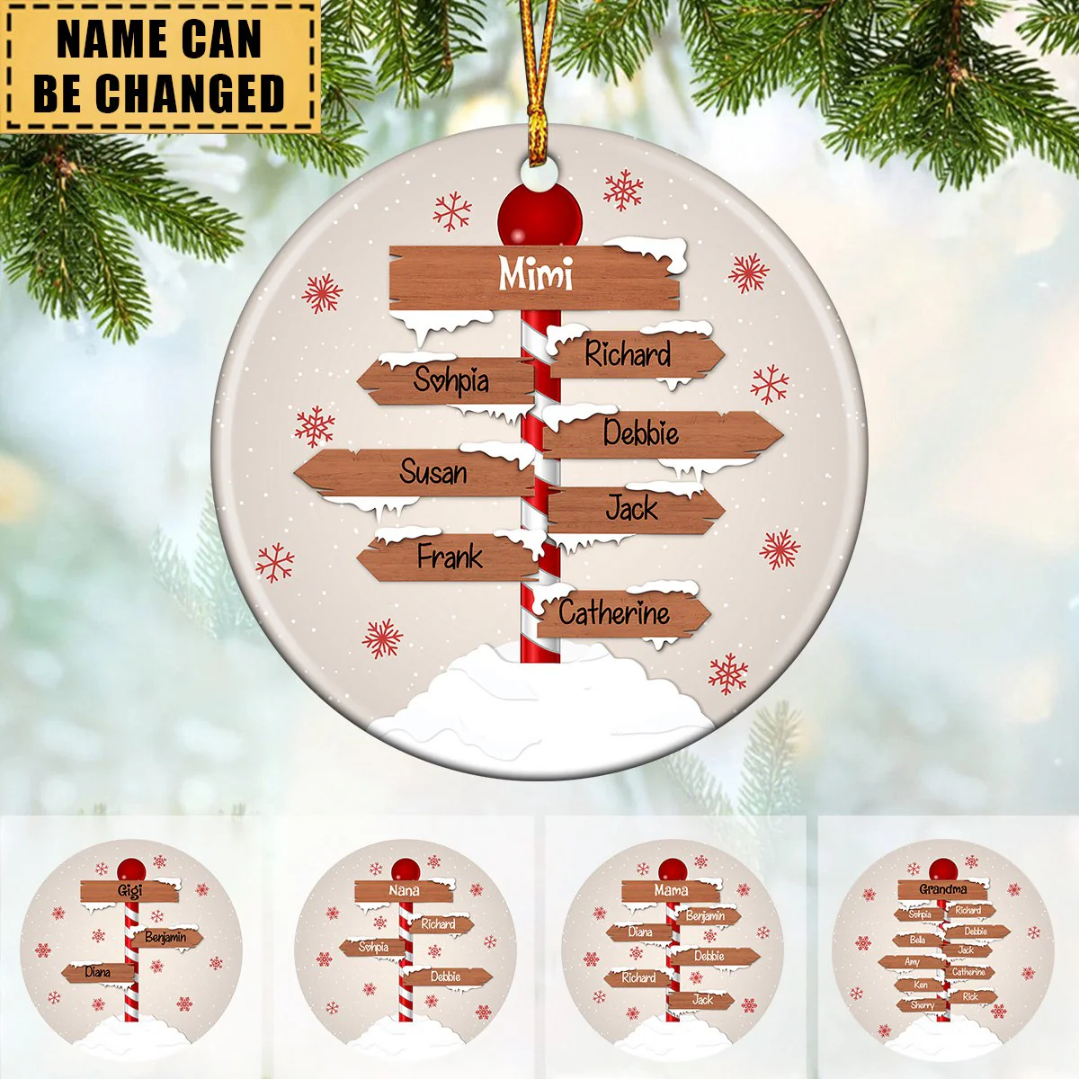 Personalized Christmas Family Sign Ceramic Ornament - Image 2