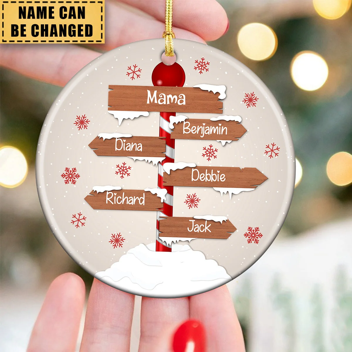 Personalized Christmas Family Sign Ceramic Ornament - Image 3