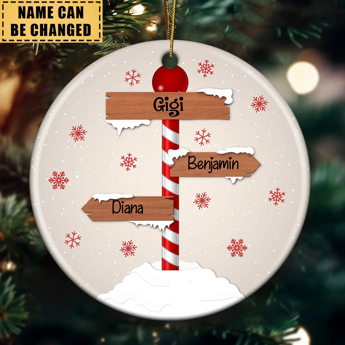 Personalized Christmas Family Sign Ceramic Ornament - Image 4
