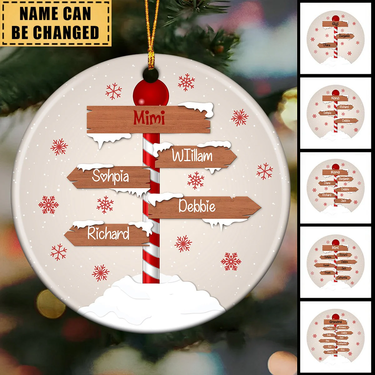 Personalized Christmas Family Sign Ceramic Ornament - Image 5