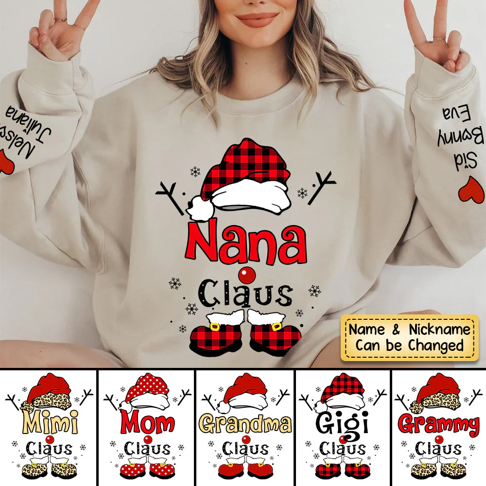 Personalized Christmas Grandma Claus Snowflake Sweatshirt - Image 2