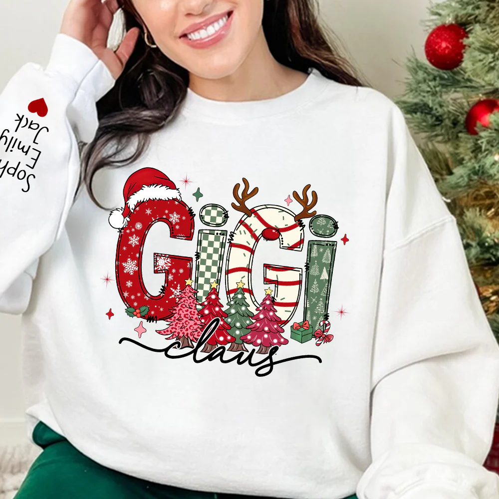 Personalized Christmas Grandma Sweatshirt, Tree Christmas For Grandma, Gift Gigi And Kids - Image 2