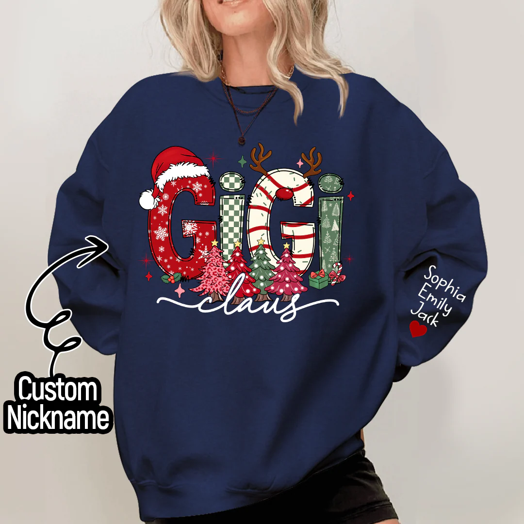 Personalized Christmas Grandma Sweatshirt, Tree Christmas For Grandma, Gift Gigi And Kids - Image 3