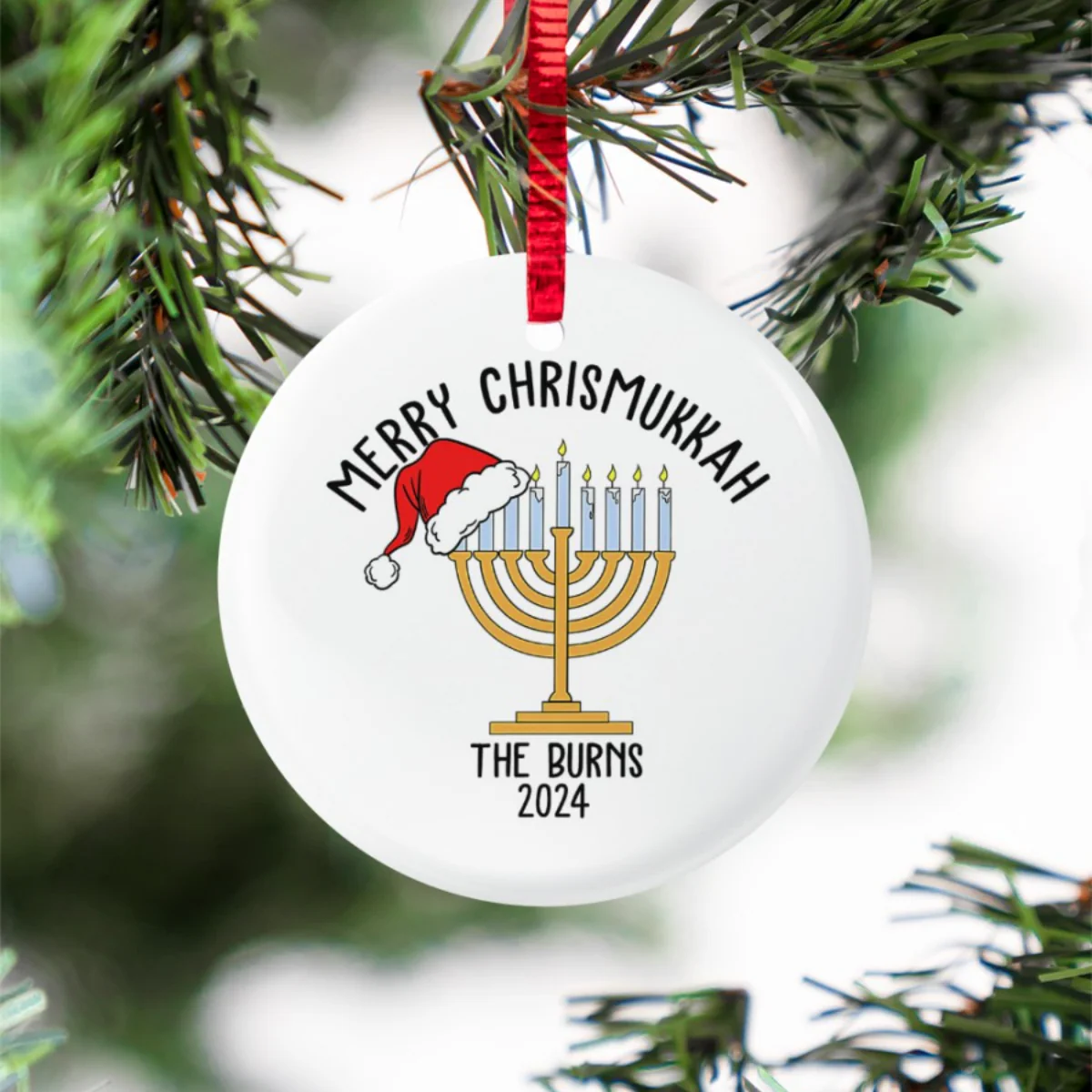 Personalized Christmas Hanukkah Ornament Jewish and Christian Family Decorations - Image 3