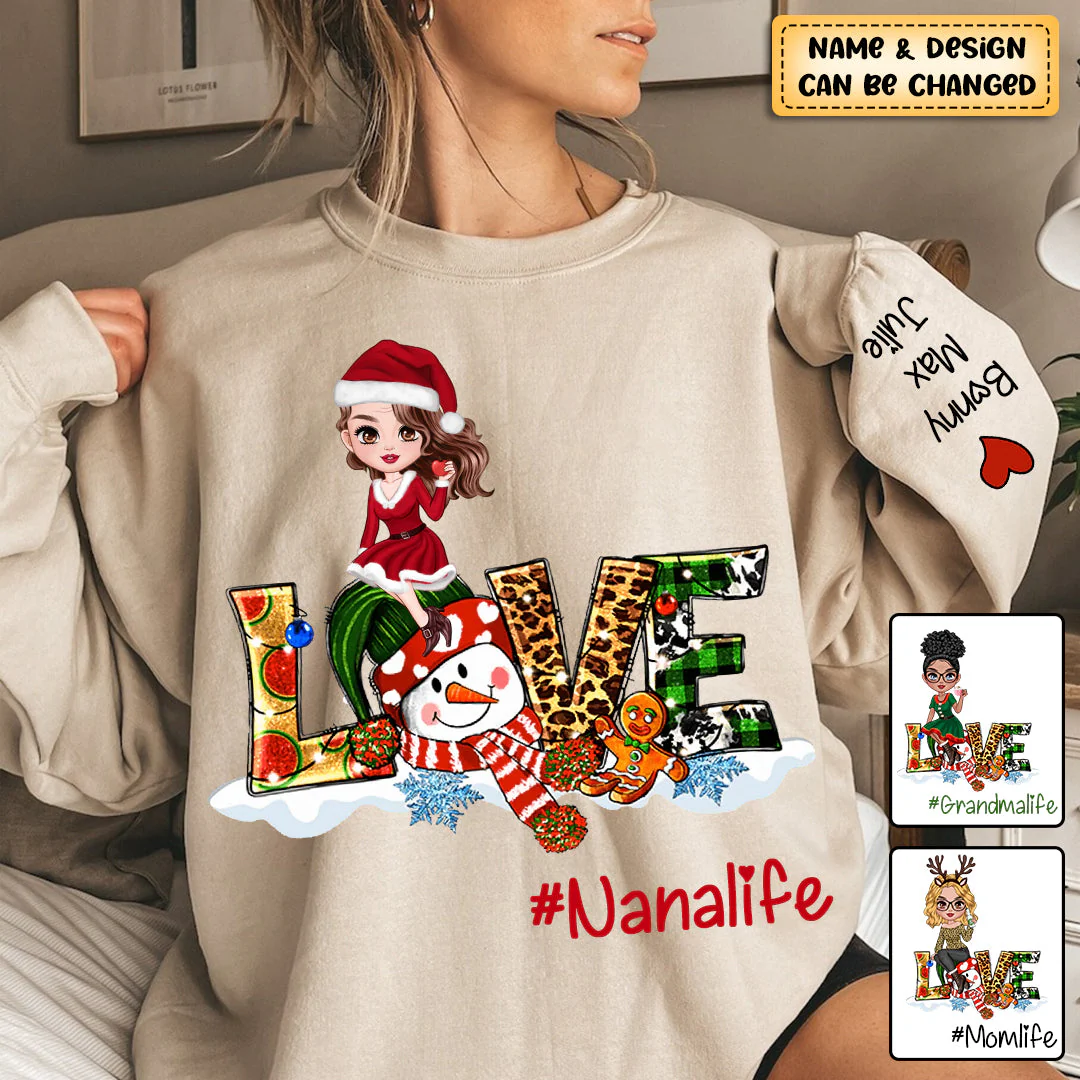 Personalized Christmas Love Grandma Life Doll Sweatshirt - Image 2