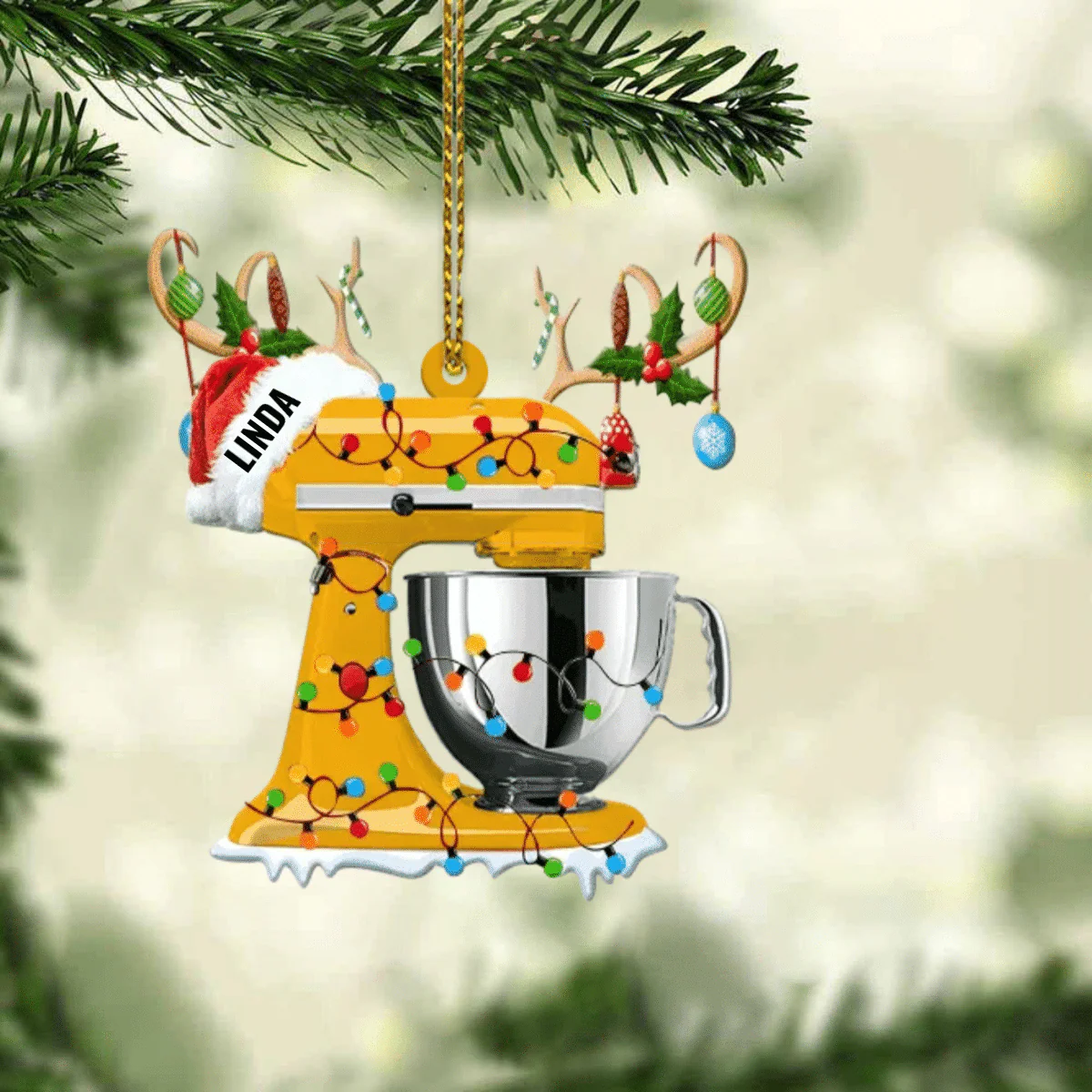 Personalized Christmas Reindeer Baking Mixer Ornament for Baker, Gift for Mom Who loves Baking - Image 3