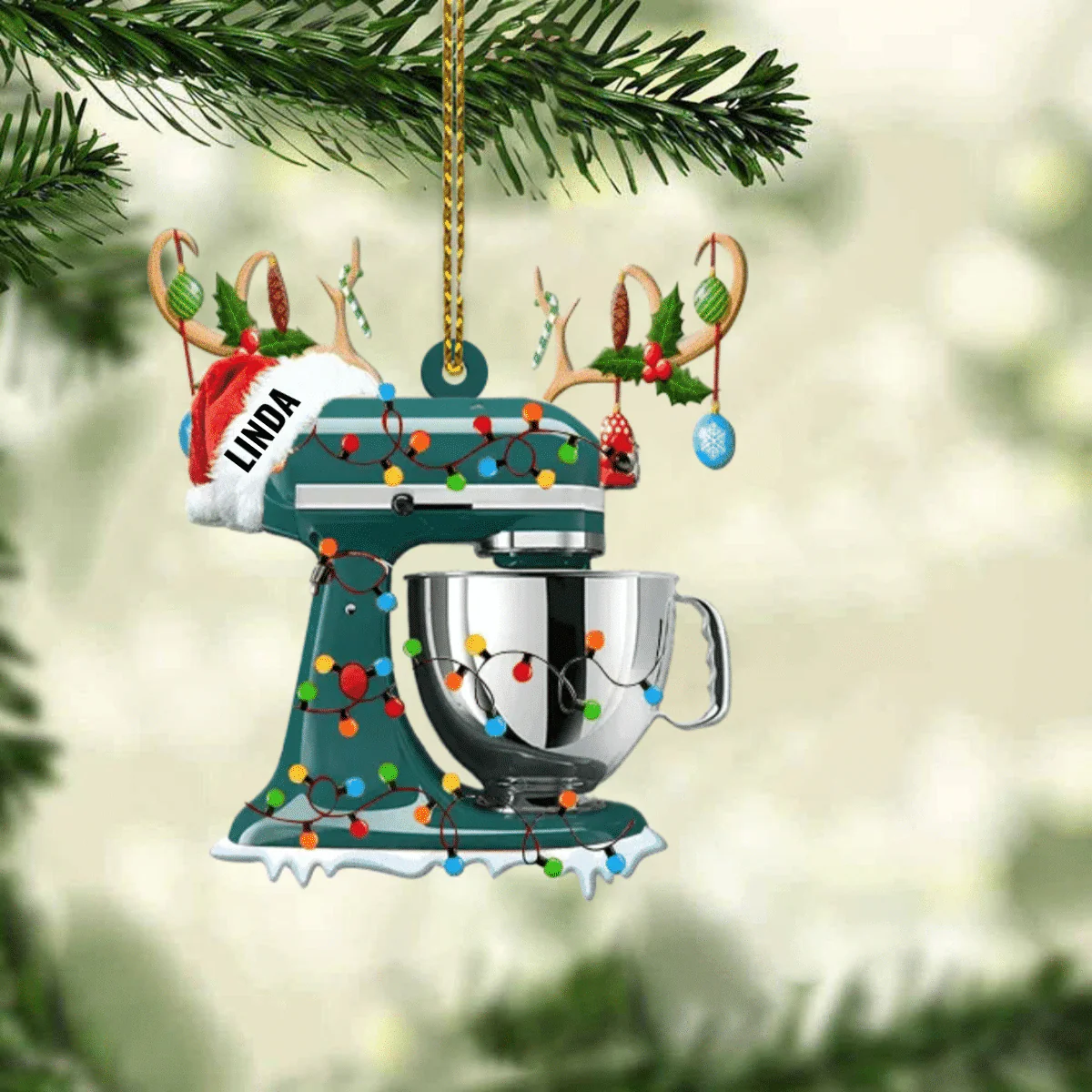 Personalized Christmas Reindeer Baking Mixer Ornament for Baker, Gift for Mom Who loves Baking - Image 4